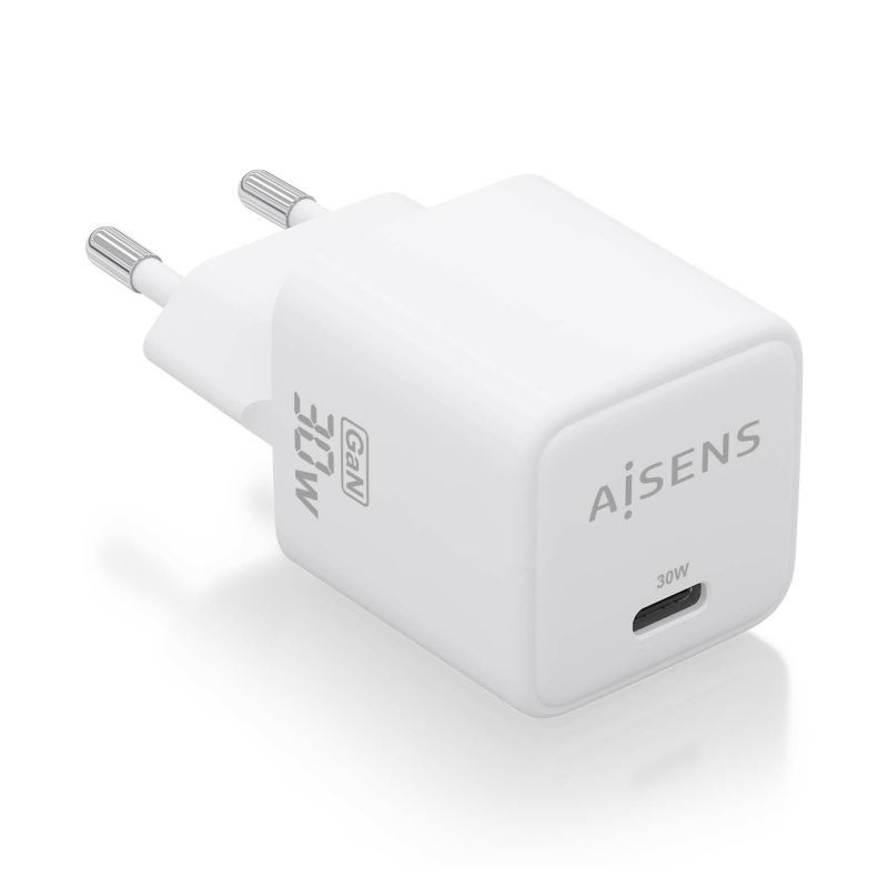 CARGADOR AISENS GAN 30W 1XUSB C PD30 QC40 BLANCO