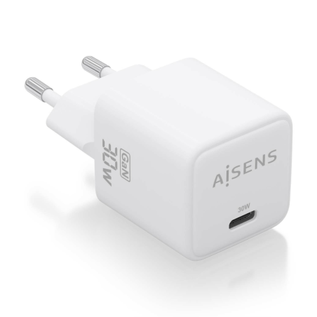 CARGADOR AISENS GAN 30W 1XUSB C PD30 QC40 BLANCO