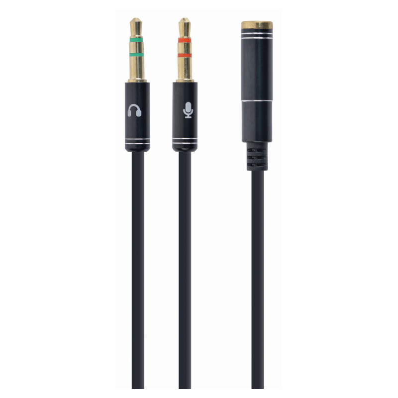 CABLE ADAPTADOR GEMBIRD HEMBRA 4PINES 35MM A 2 STEREO 35MM NEGRO CMETALIC