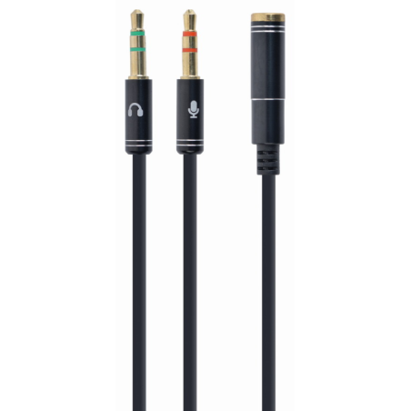 CABLE ADAPTADOR GEMBIRD HEMBRA 4PINES 35MM A 2 STEREO 35MM NEGRO CMETALIC