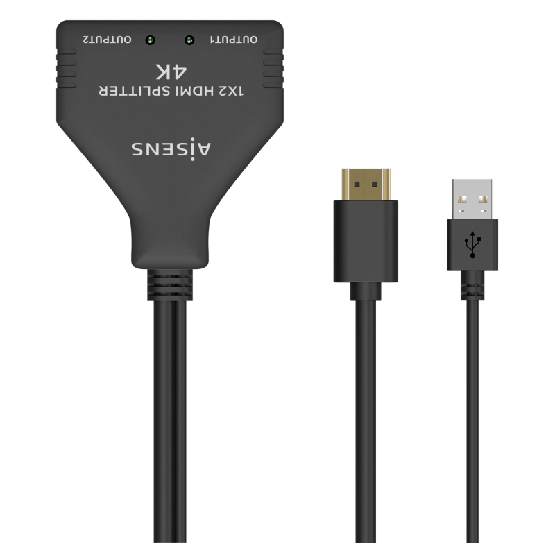 DUPLICADOR AISENS HDMI 4K30HZ 1X2 CON ALIMENTACION USB 30CM