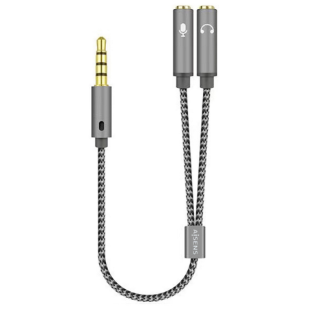 CABLE ADAPTADOR AISENS AUDIO JACK 35 4P M 2XJACK 35 3P H 25CM