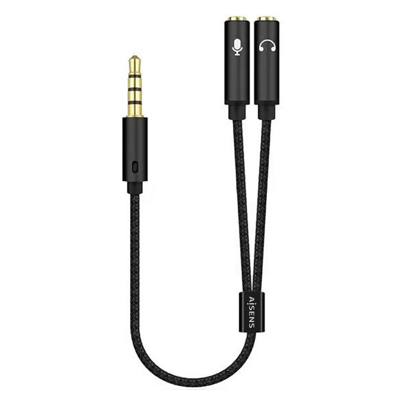 CABLE ADAPTADOR AISENS AUDIO JACK 35 4P M 2XJACK 35 3P H 25CM