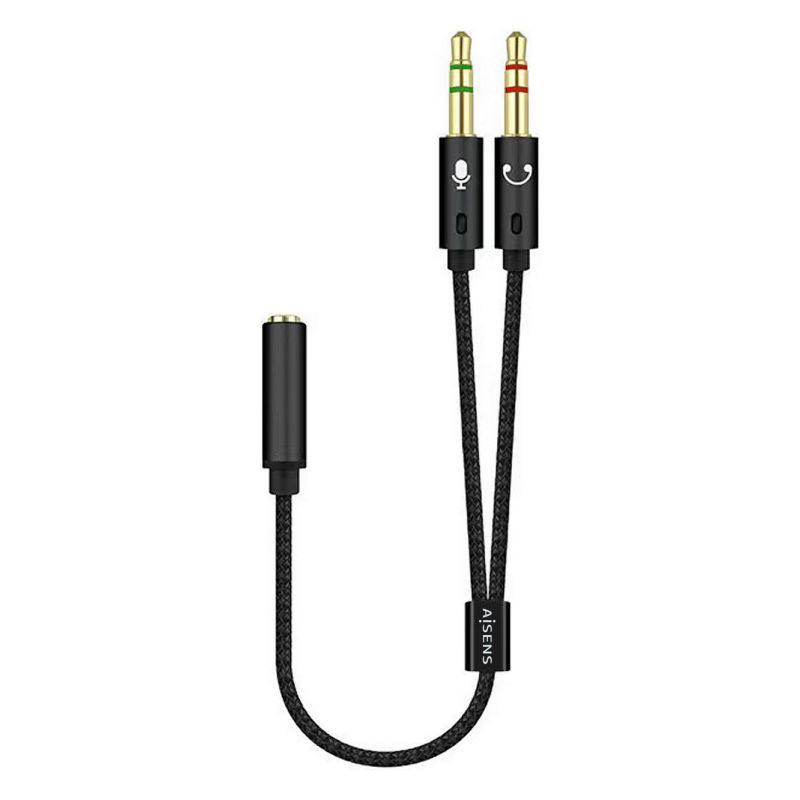 CABLE ADAPTADOR AISENS AUDIO JACK 35 4P H 2XJACK 35 3P M 25CM