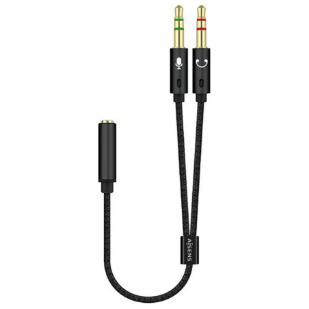 CABLE ADAPTADOR AISENS AUDIO JACK 35 4P H 2XJACK 35 3P M 25CM