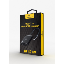 ADAPTADOR USB C A DOBLE HDMI 4K 60HZ NEGRO