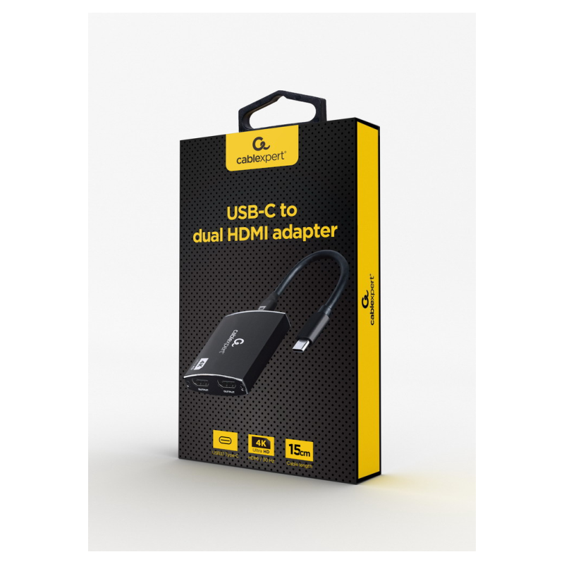 ADAPTADOR USB C A DOBLE HDMI 4K 60HZ NEGRO
