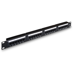 PANEL PARCHEO AISENS 24 PUERTOS RJ45 CAT5E UTP 19 1U DUAL IDC NEGRO