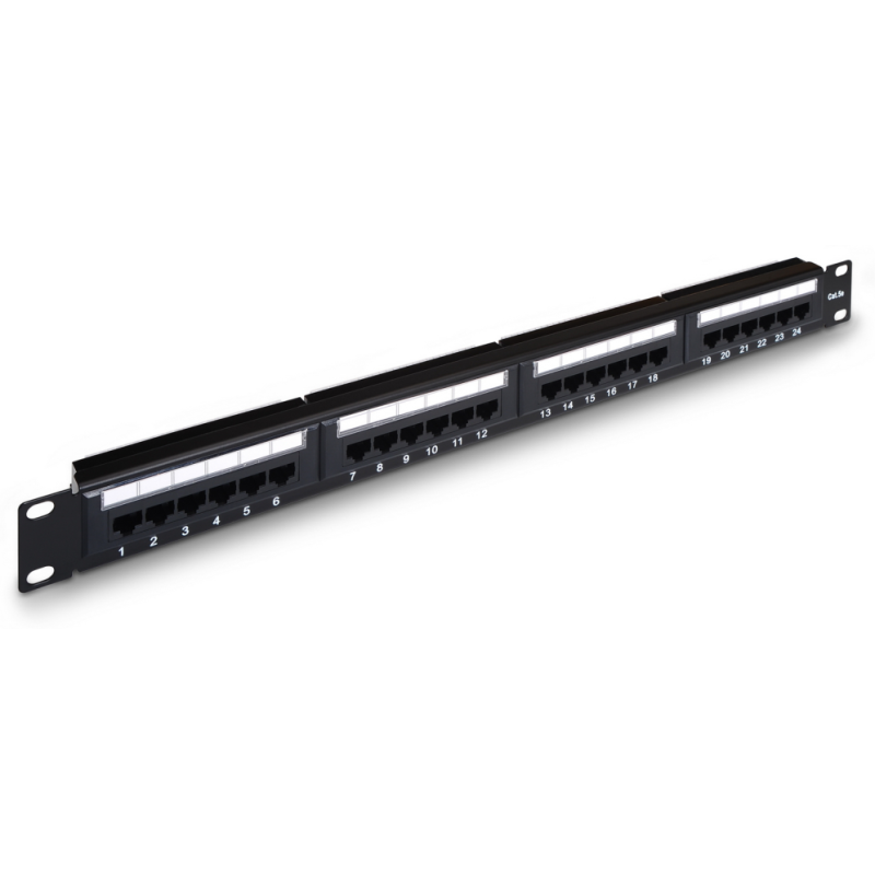 PANEL PARCHEO AISENS 24 PUERTOS RJ45 CAT5E UTP 19 1U DUAL IDC NEGRO