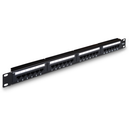 PANEL PARCHEO AISENS 24 PUERTOS RJ45 CAT5E UTP 19 1U DUAL IDC NEGRO