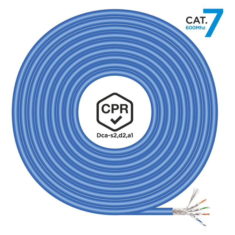 BOBINA CABLE RED AISENS RJ45 LSZH CPR DCA CAT7 SFTP AWG23 100M AZUL