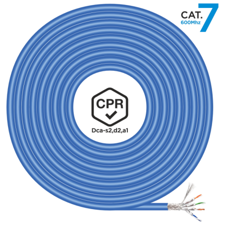 BOBINA CABLE RED AISENS RJ45 LSZH CPR DCA CAT7 SFTP AWG23 100M AZUL
