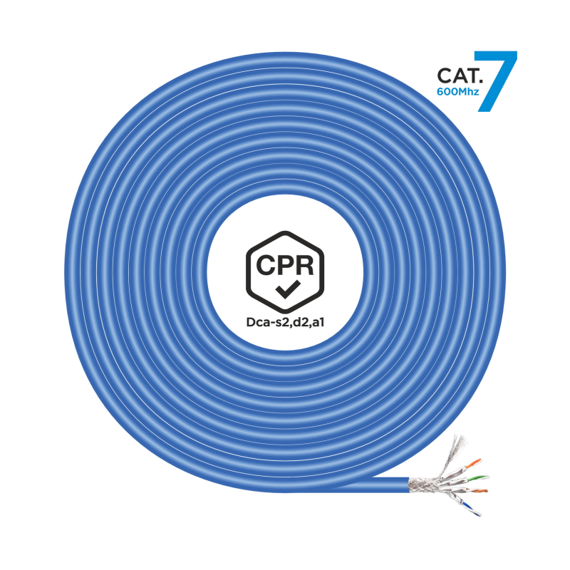 BOBINA CABLE RED AISENS RJ45 LSZH CPR DCA CAT7 SFTP AWG23 500M AZUL