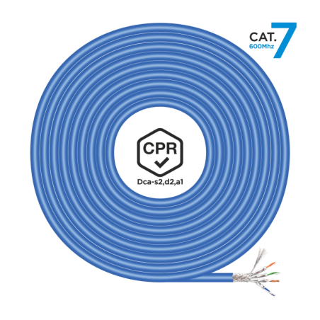 BOBINA CABLE RED AISENS RJ45 LSZH CPR DCA CAT7 SFTP AWG23 500M AZUL
