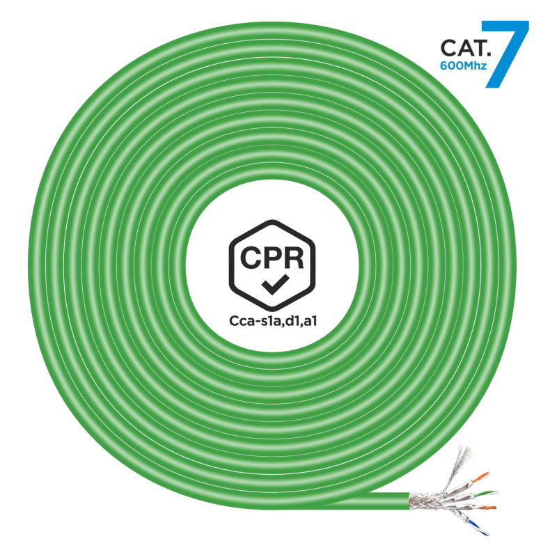 BOBINA CABLE RED AISENS RJ45 LSZH CPR CCA CAT7 SFTP AWG23 500M VERDE