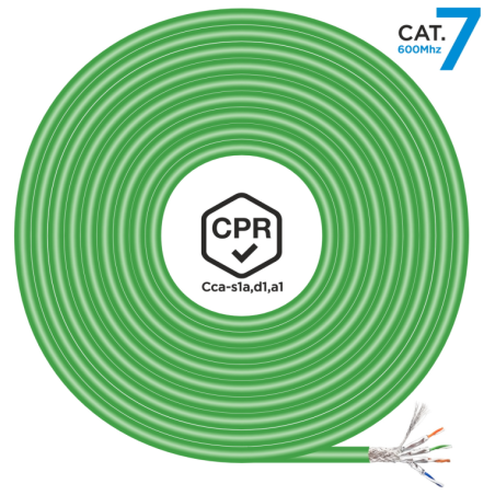 BOBINA CABLE RED AISENS RJ45 LSZH CPR CCA CAT7 SFTP AWG23 500M VERDE