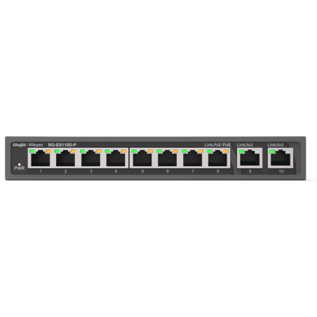 SWITCH RUIJIE REYEE RGRG ES110D P 10 100 8p GIGALAN 2p POE