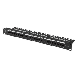 PATCH PANEL LANBERG 24 PUERTOS 1U 19 CAT6A UTP CON ORGANIZADOR CABLES NEGRO