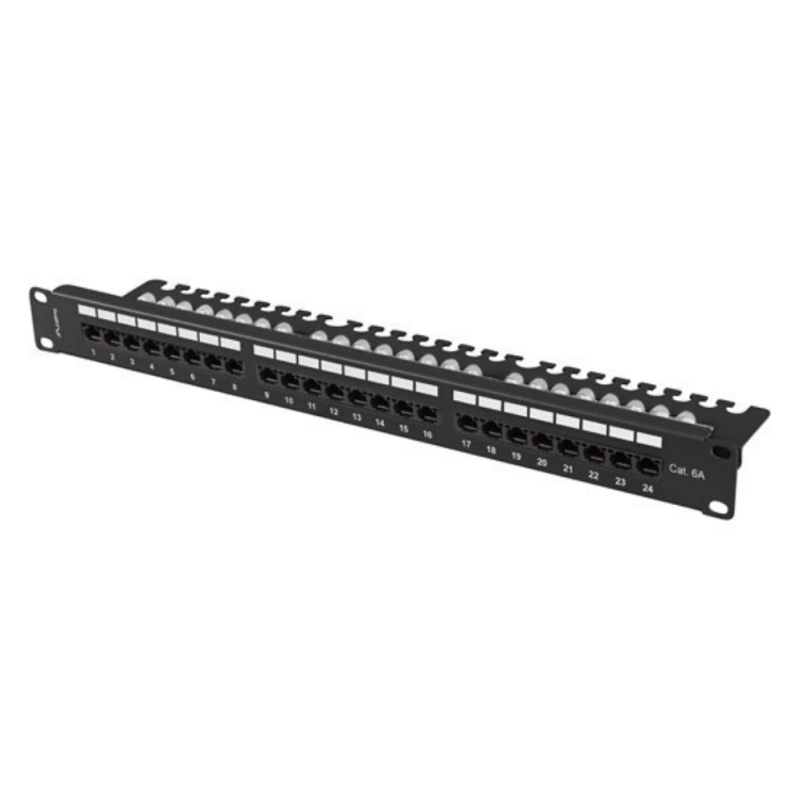PATCH PANEL LANBERG 24 PUERTOS 1U 19 CAT6A UTP CON ORGANIZADOR CABLES NEGRO