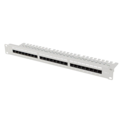 PATCH PANEL LANBERG 24 PUERTOS 1U 19 CAT6 UTP CON ORGANIZADOR CABLES GRIS