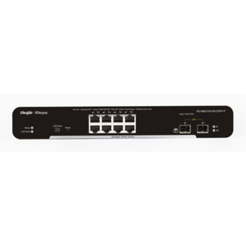 SWITCH RUIJIE REYEE RG NBS3100 8GT2SFP P GIGALAN 8p SFP 2p POE L2 GESTIONABLE