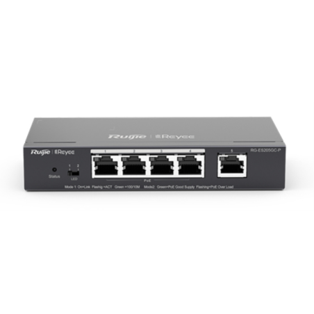 SWITCH RUIJIE REYEE RG ES205GC P GIGALAN 5p CLOUD POE