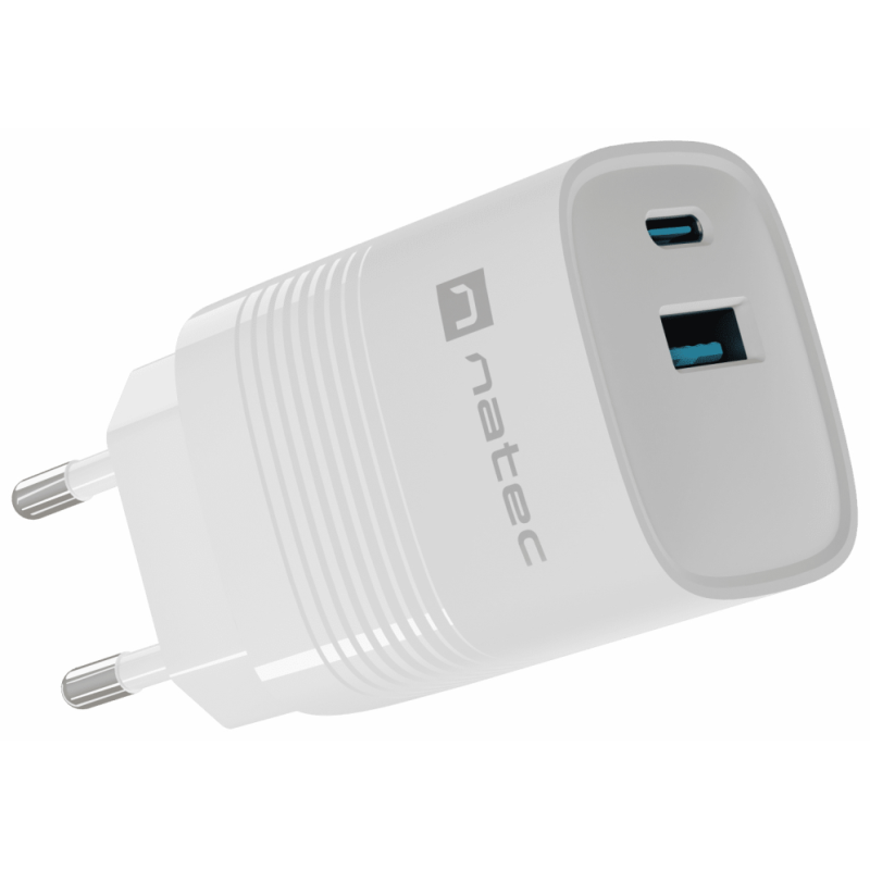 CARGADOR NATEC RIBERA GAN 30W PD30 QC30 1XUSB A 1XUSB C BLANCO