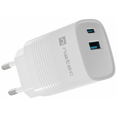 CARGADOR NATEC RIBERA GAN 30W PD30 QC30 1XUSB A 1XUSB C BLANCO