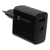 CARGADOR NATEC RIBERA GAN 45W PD30 QC30 1XUSB A 1XUSB C NEGRO