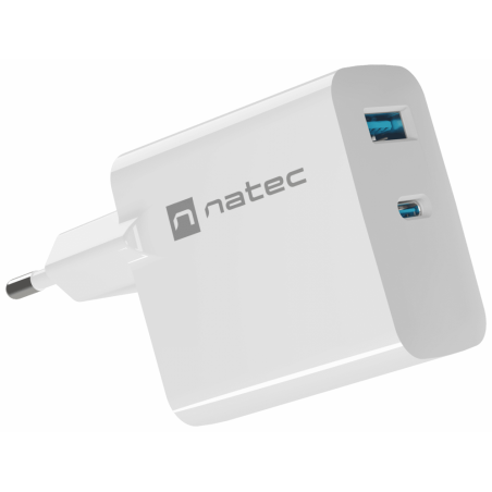 CARGADOR NATEC RIBERA GAN 65W PD30 QC30 1XUSB A 1XUSB C BLANCO