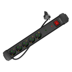 REGLETA LANBERG SP1 5 TOMAS SCHUKO PROTECCION HASTA 2500W NEGRA 5M