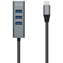 HUB AISENS USB 31 USB C USB C M 4XTIPO A H GRIS 10CM