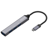 HUB AISENS USB 31 USB C USB C M 4XTIPO A H GRIS 10CM