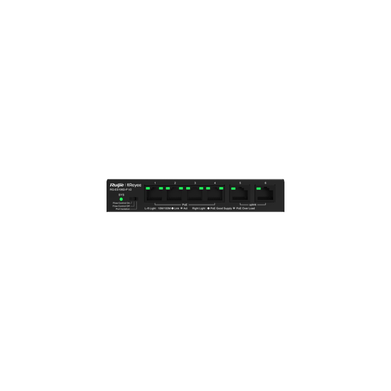 SWITCH RUIJIE REYEE RG ES106D P V2 10 100 6p POE AF AT