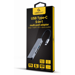 ADAPTADOR MULTIPUERTO USB TIPO C 5 EN 1 HUB HDMI PD AUDIO ESTERO
