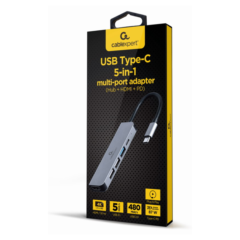 ADAPTADOR MULTIPUERTO USB TIPO C 5 EN 1 HUB HDMI PD