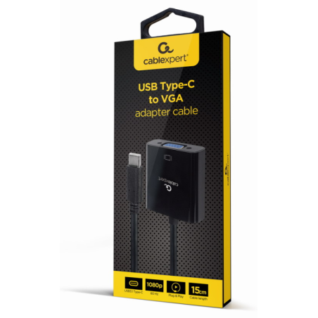 CABLE ADAPTADOR USB TIPO C A VGA 15 CM NEGRO