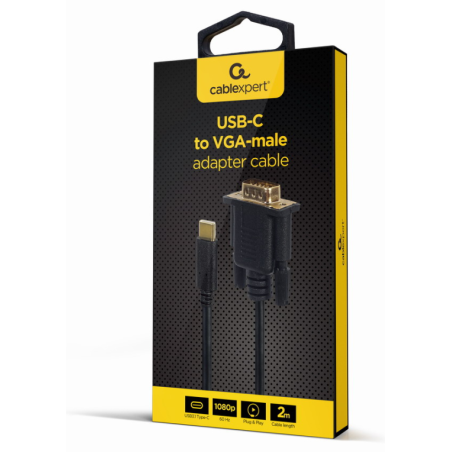 ADAPTADOR USB C A VGA M 2 M NEGRO BLISTER