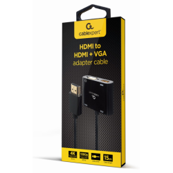 HDMI MACHO A HDMI HEMBRA VGA HEMBRA CABLE ADAPTADOR DE AUDIO NEGRO