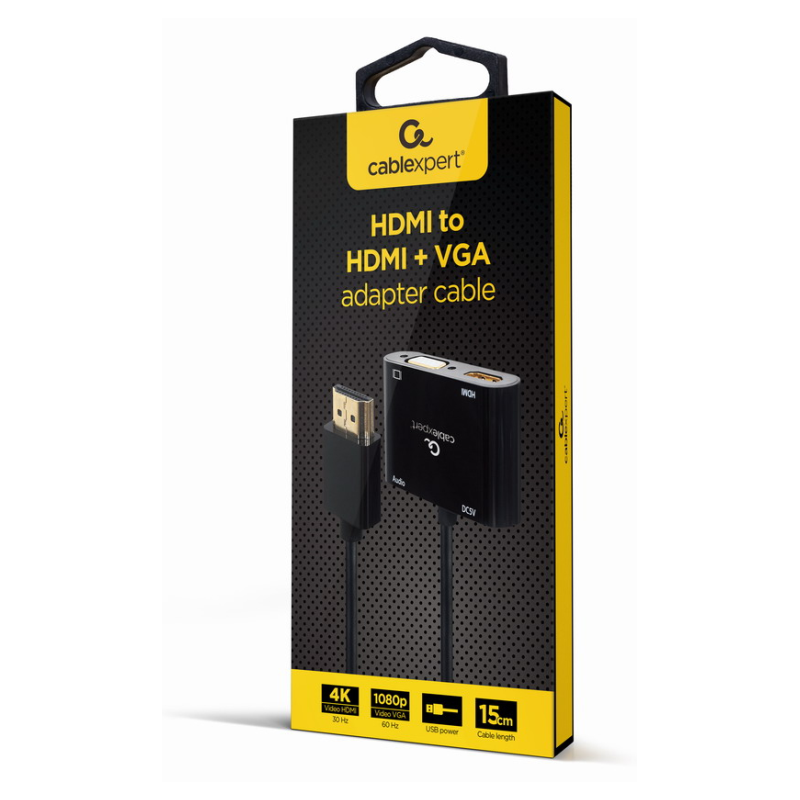 HDMI MACHO A HDMI HEMBRA VGA HEMBRA CABLE ADAPTADOR DE AUDIO NEGRO