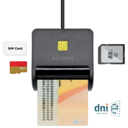 LECTOR DNI TARJETAS AISENS SIM SD Micro SD MMC RS MMC MMC Micro NEGRO