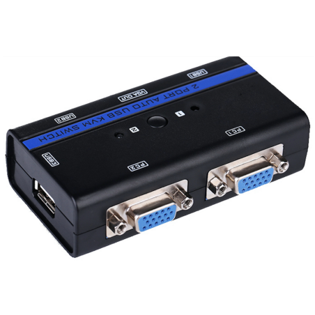 CONMUTADOR KVM AISENS VGA USB 1U 2PCCABLE NEGRO