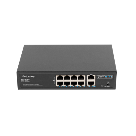 SWITCH LANBERG 10 PTOS 100MB 8xPOE 2x GBIT ETHER 120W RACK 10 19