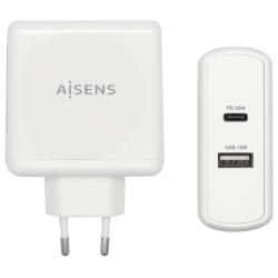 AISENS CARGADOR 57W 1xUSB C PD30 45W 1xUSB A 5V 24A 12W BLANCO