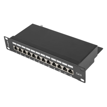 PATCH PANEL LANBERG 12 PUERTOS 1U 10 CAT6 BLINDADO NEGRO