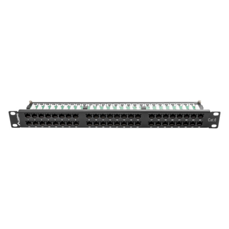 PATCH PANEL LANBERG 48 PUERTOS 1U 19 CAT6 NEGRO