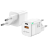 CARGADOR GAN AISENS 20W 1XUSB C PD30 QC40 1XUSB A QC30 BLANCO
