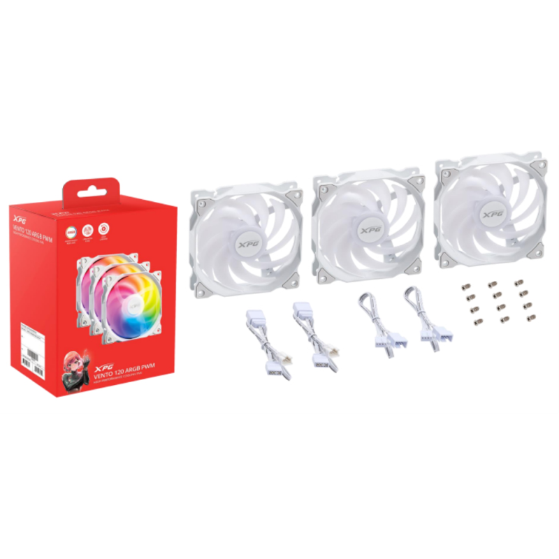 VENTILADOR CAJA XPG VENTO 120MM BLANCO RGB X3