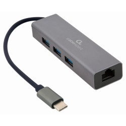 ADAPTADOR DE RED GEMBIRD USB C GIGABIT CON CONCENTRADOR USB 31 DE 3 PUERTOS