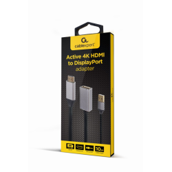 ADAPTADOR GEMBIRD ACTIVO 4K HDMI MACHO A DISPLAYPORT HEMBRA NEGRO